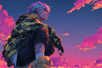 draw illustration of your character in cool anime art style