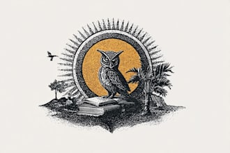 design vintage retro logo with linocut illustration
