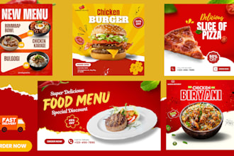 create eye catching food posters for hotels and cafes