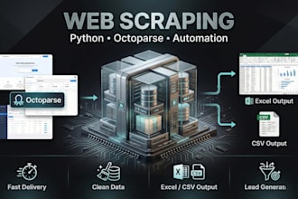 do web scraping, data mining from any website using python or octoparse