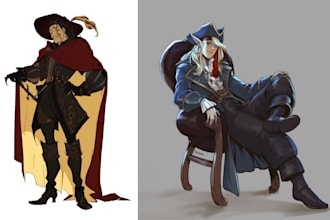 draw a fantasy character for dnd, pathfinder, etc