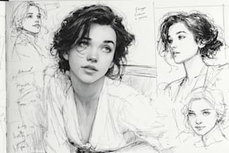 draw black and white portrait sketches