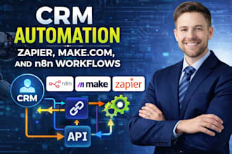 crm automation and zapier, make com, n8n workflow setup