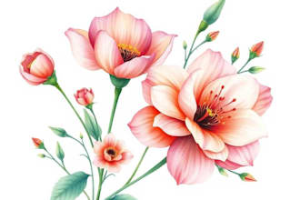 draw beautiful botanic flower floral watercolor illustration