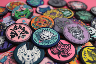 design badges, buttons, magnets, patches, pins, stickers