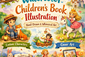 watercolor children story book illustration hand drawn water color illustration