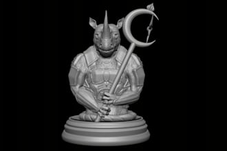 sculpt fantasy themed chess piece,animal chess character,pawn figurine for print