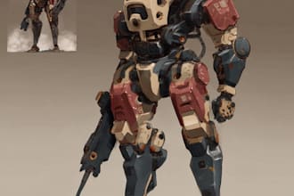 make e futuristic mecha robot character