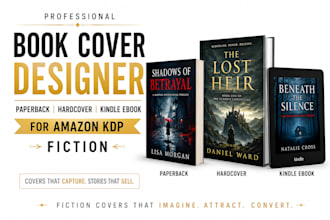 design or redesign book cover, fiction book paperback cover, kindle ebook cover