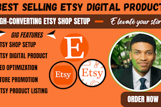 design etsy digital product store SEO listing esty shop etsy shop set up