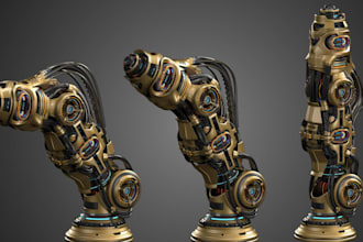 futuristic robotic manipulator,industrial robotic limb,automated industrial tool
