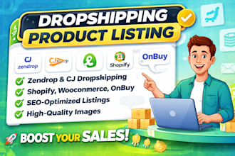 listing dropshipping product from zendrop cj woocommerce onbuy shopify store