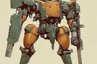 create a robots and concept art of futuristic mecha