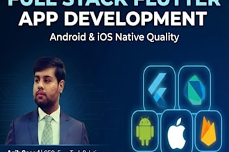 develop a custom flutter mobile app for android and ios with admin panel