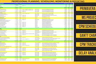 prepare CPM schedules and gantt charts in primavera p6 or ms project