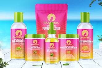 design hair oil cosmetic label logo supplement packaging box