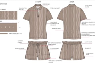 create fashion tech pack, clothing and apparel tech pack for production
