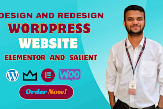 design and develop a professional wordpress website using salient or elementor