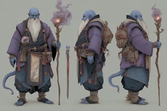 draw a fantasy dnd party character illustration