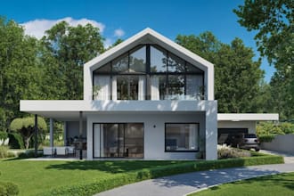 revitalize 3d modern detached house,residential building,terrace exterior render