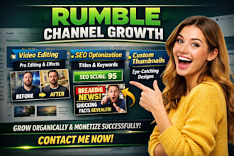 edit, optimize and grow your rumble channel professionally
