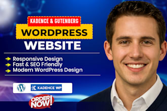 design a wordpress website using kadence, gutenberg blocks, kadence pro