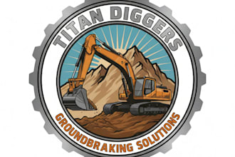 design a powerful and professional excavator logo for your brand