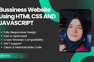 develop a business website with HTML CSS and javascript