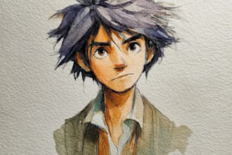 draw  amazing  watercolor portrait  character for you