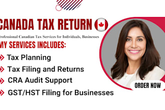 prepare and efile canada corporation tax, personal tax t1, business tax t2