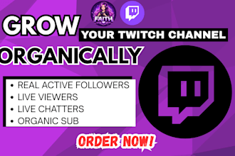grow your twitch channel organically with real followers, viewers, chatters, ads