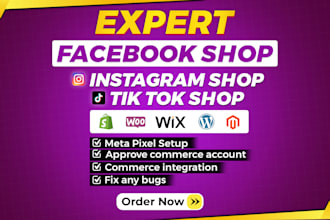 setup tiktok shop instagram shop facebook shop fix shopify meta pixel