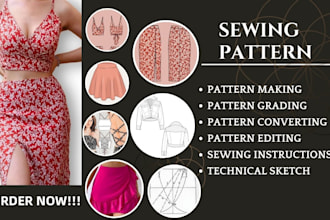 create professional digital sewing patterns with grading in PDF and dxf