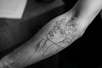 draw linework tattoo design or minimalist tattoo