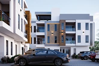 regenerate 3d modern flat apartment,residential complex,exterior building,render