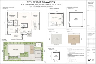 city permit drawings architect for floor plan, adu, patio, garage ,deck, shed