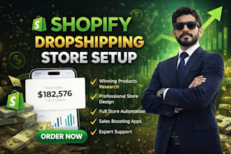 setup shopify dropshipping store, manage shopify store