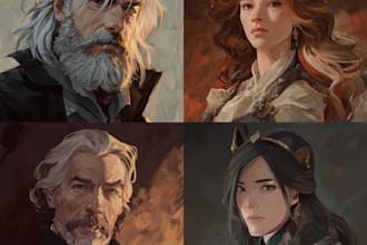 make fantasy or dnd party illustration