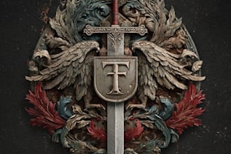 create a fantasy, rpg, medieval and rustic logo