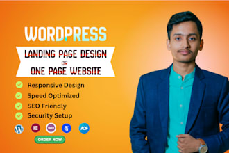 do landing page design, one page website using elementor pro