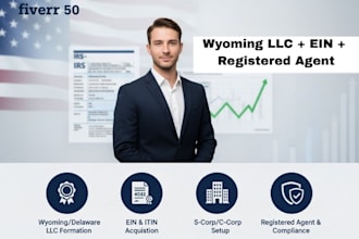 register your us llc in wyoming,delaware with ein and s corp,c corp setup