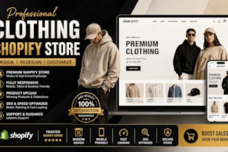 design shopify clothing store , fashion website clothing brand store
