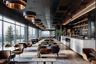 do 3d interior and exterior design of your cafe