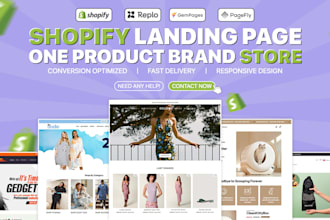 design or clone shopify landing page, single product store with replo, gempages