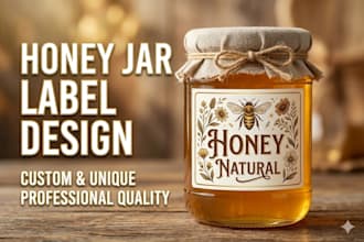 design a premium honey jar label and luxury food packaging