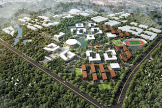 development university master plan,landscape model,urban campus design, sketchup