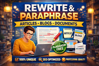 rewrite, paraphrase articles, blogs, and documents professionally