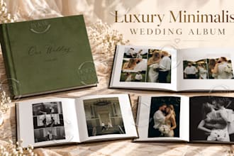 design a modern wedding photo album or photobook