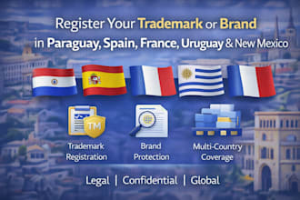 register your trademark or brand in paraguay, spain, france, uruguay new mexico