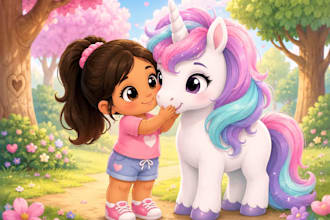 create cute childrens book style ai illustrations